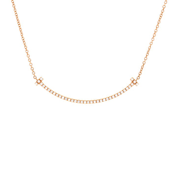 Tiffany & Co. T Smile Pendant Necklace 18K Rose Gold with Diamonds Small