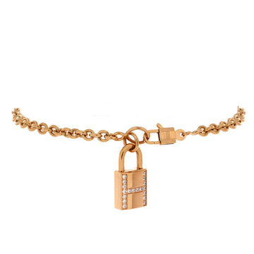 Hermes Amulettes Cadenas Pendant Bracelet 18K Rose Gold with Diamonds