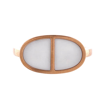 Hermes Chaine d'Ancre Verso Ring 18K Rose Gold with Ceramic Small