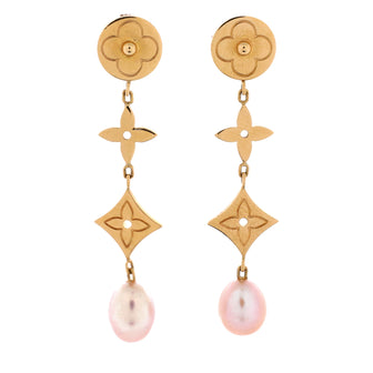 Louis Vuitton Idylle Blossom Drop Earrings 18K Yellow Gold with Pearls