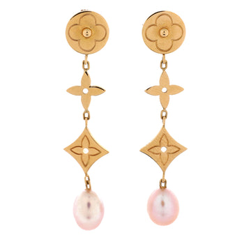 Louis Vuitton Idylle Blossom Drop Earrings 18K Yellow Gold with Pearls