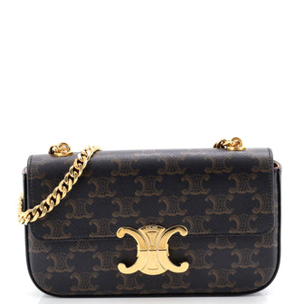 Celine Triomphe Chain Shoulder Bag Triomphe Coated Canvas Small
