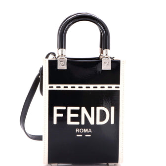 Fendi Sunshine Shopper Tote Patent and Canvas Mini