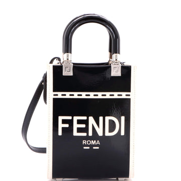 Fendi Sunshine Shopper Tote Patent and Canvas Mini