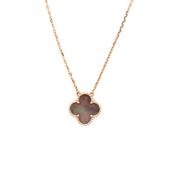 Van Cleef & Arpels Vintage Alhambra Pendant Necklace 18K Rose Gold and Grey Mother of Pearl