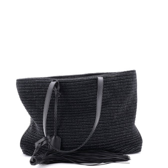 Saint Laurent Shopper Tote Woven Raffia East West