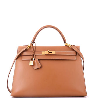 Hermes Kelly Handbag Brown Chamonix with Gold Hardware 32