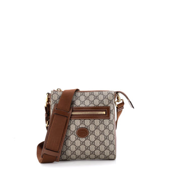 Gucci Interlocking G Patch Zip Messenger Bag GG Coated Canvas Small