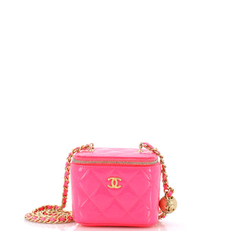Chanel Pearl Crush Vanity Case with Chain Quilted Patent Mini