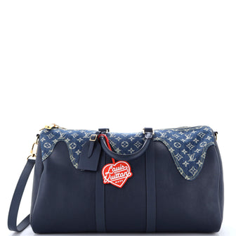 Louis Vuitton Nigo Keepall Bandouliere Bag Monogram Denim and Taurillon Leather 50