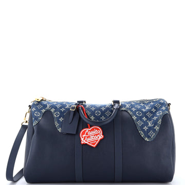 Louis Vuitton Nigo Keepall Bandouliere Bag Monogram Denim and Taurillon Leather 50