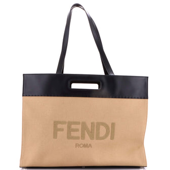 Fendi Cut Out Handle Shopper Tote Canvas Large