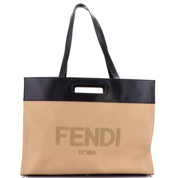 Fendi Cut Out Handle Shopper Tote Canvas Large