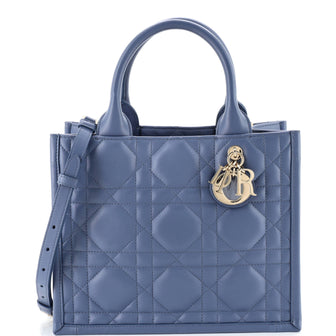 Christian Dior Book Tote with Strap Cannage Quilt Lambskin Small