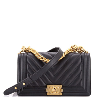 Chanel Boy Flap Bag Chevron Lambskin Old Medium