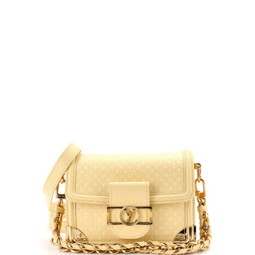 Louis Vuitton Dauphine Shoulder Bag Nanogram Embossed Leather Mini