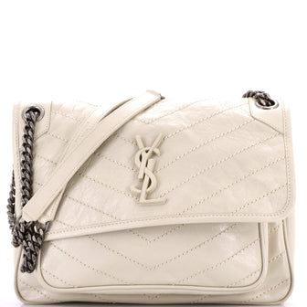 Saint Laurent Niki Chain Flap Bag Matelasse Chevron Leather Medium