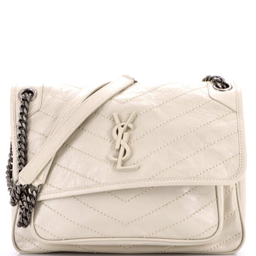Saint Laurent Niki Chain Flap Bag Matelasse Chevron Leather Medium