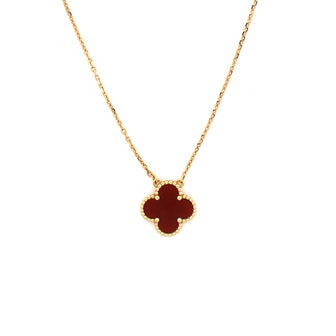 Van Cleef & Arpels Vintage Alhambra Pendant Necklace 18K Yellow Gold and Carnelian