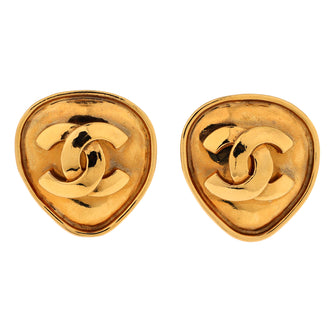 Chanel Vintage CC Round Clip-On Earrings Metal