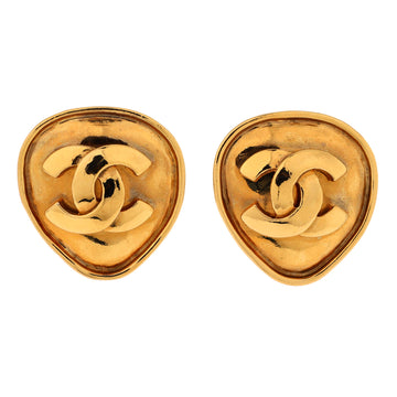 Chanel Vintage CC Round Clip-On Earrings Metal