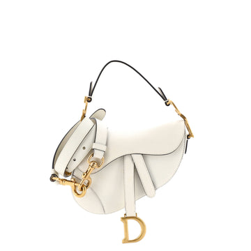 Christian Dior Saddle Handbag with Strap Leather Mini