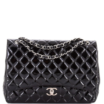 Chanel Classic Double Flap Bag Quilted Patent Maxi