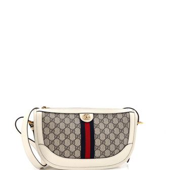 Gucci Ophidia Curved Zip Shoulder Bag GG Coated Canvas with Leather Large