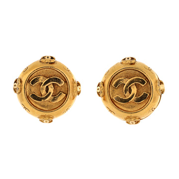 Chanel Vintage CC Round Clip-On Earrings Metal
