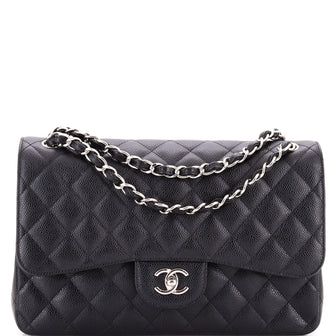 Chanel Classic Double Flap Bag Quilted Caviar Jumbo