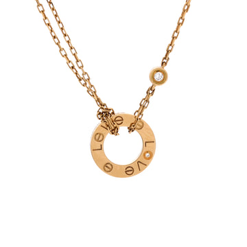Cartier 2 Diamonds Love Pendant Necklace 18K Yellow Gold and Diamonds