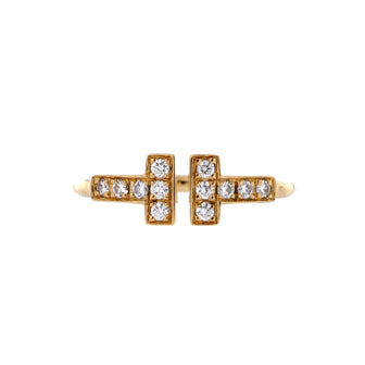 Tiffany & Co. T Wire Ring 18K Yellow Gold with Diamonds