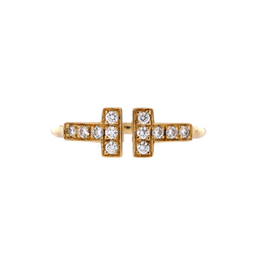 Tiffany & Co. T Wire Ring 18K Yellow Gold with Diamonds