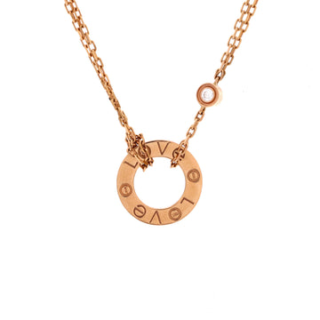 Cartier 2 Diamonds Love Pendant Necklace 18K Rose Gold and Diamonds