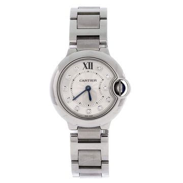 Cartier Ballon Bleu de Cartier Quartz Watch Stainless Steel with Diamond Markers 28