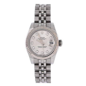 Rolex Oyster Perpetual Datejust Automatic Watch Stainless Steel and White Gold with Diamond Markers 26