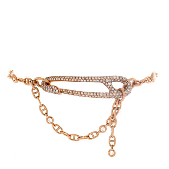 Hermes Chaine d'Ancre Punk Bracelet 18K Rose Gold with Pave Diamonds Medium