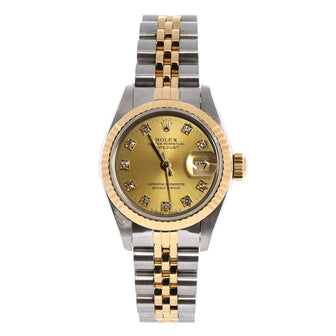 Rolex Oyster Perpetual Datejust Automatic Watch Stainless Steel and Yellow Gold with Diamond Markers 26