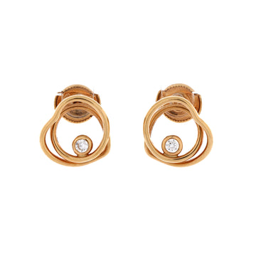 Hermes Vertige Coeur Stud Earrings 18K Rose Gold with Diamond TPM