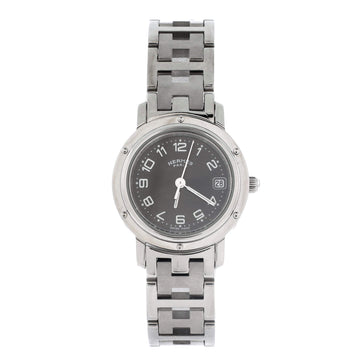 Hermes Clipper Quartz Watch Stainless Steel 24