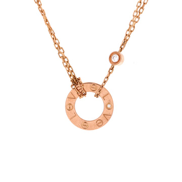 Cartier 2 Diamonds Love Pendant Necklace 18K Rose Gold and Diamonds