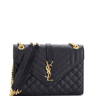 Saint Laurent Classic Monogram Envelope Satchel Mixed Matelasse Leather Medium