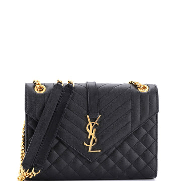 Saint Laurent Classic Monogram Envelope Satchel Mixed Matelasse Leather Medium