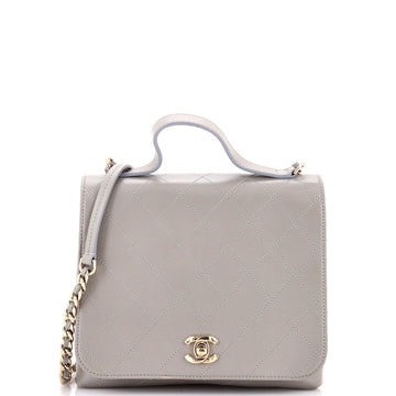 Chanel CC Double Pocket Top Handle Bag Stitched Calfskin Medium