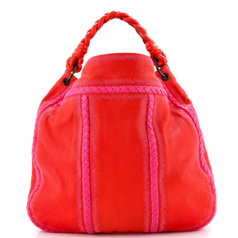 Bottega Veneta Braided Handle Hobo Embroidered Leather with Intrecciato Detail Large