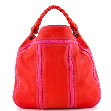 Bottega Veneta Braided Handle Hobo Embroidered Leather with Intrecciato Detail Large