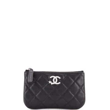 Chanel CC Stars O Case Pouch Quilted Caviar Mini
