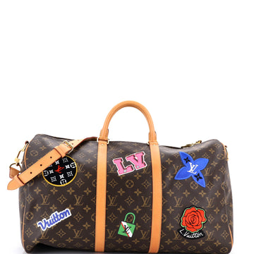 Louis Vuitton Keepall Bandouliere Bag Limited Edition World Tour Monogram Canvas 50