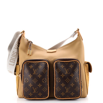 Louis Vuitton Hobo Cago Leather with Monogram Canvas
