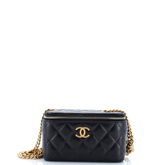 Chanel All Slide Long Vanity Case with Chain Quilted Lambskin Small